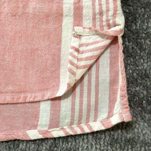 D&Co. Top Women L‎ Pink Striped Popover Yarn Woven Hi-Low Hem Linen Blend F14 - Picture 10 of 16